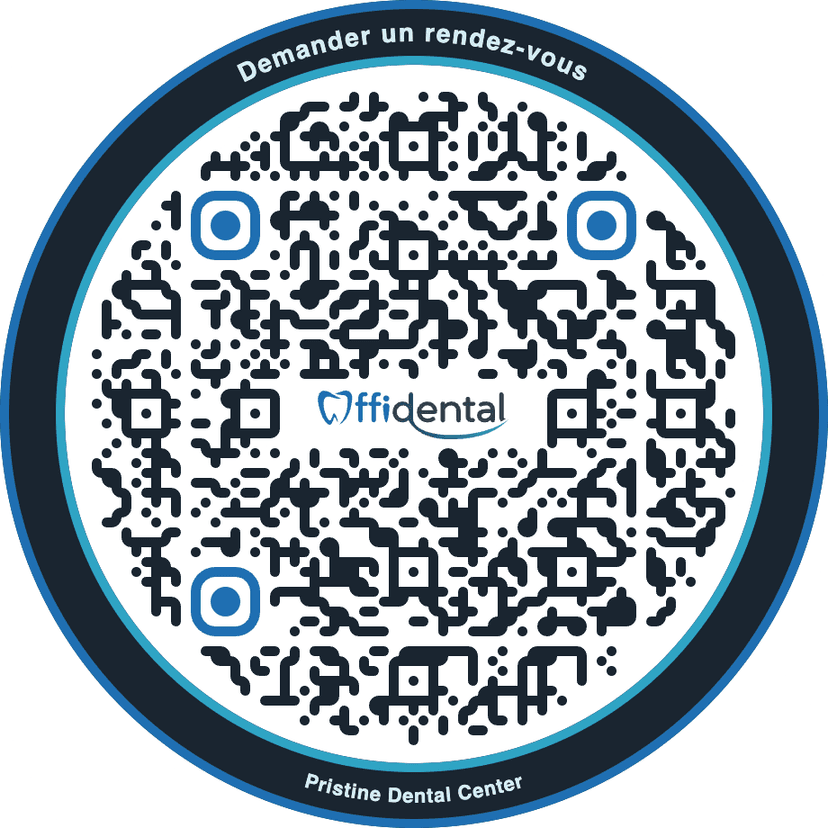 Code QR Offidental pour réserver un rendez-vous au Pristine Dental Center, Kénitra